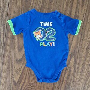 Garanimals Boys Royal Blue Onesie Tiger TIME 02 PLAY 6-9 Months